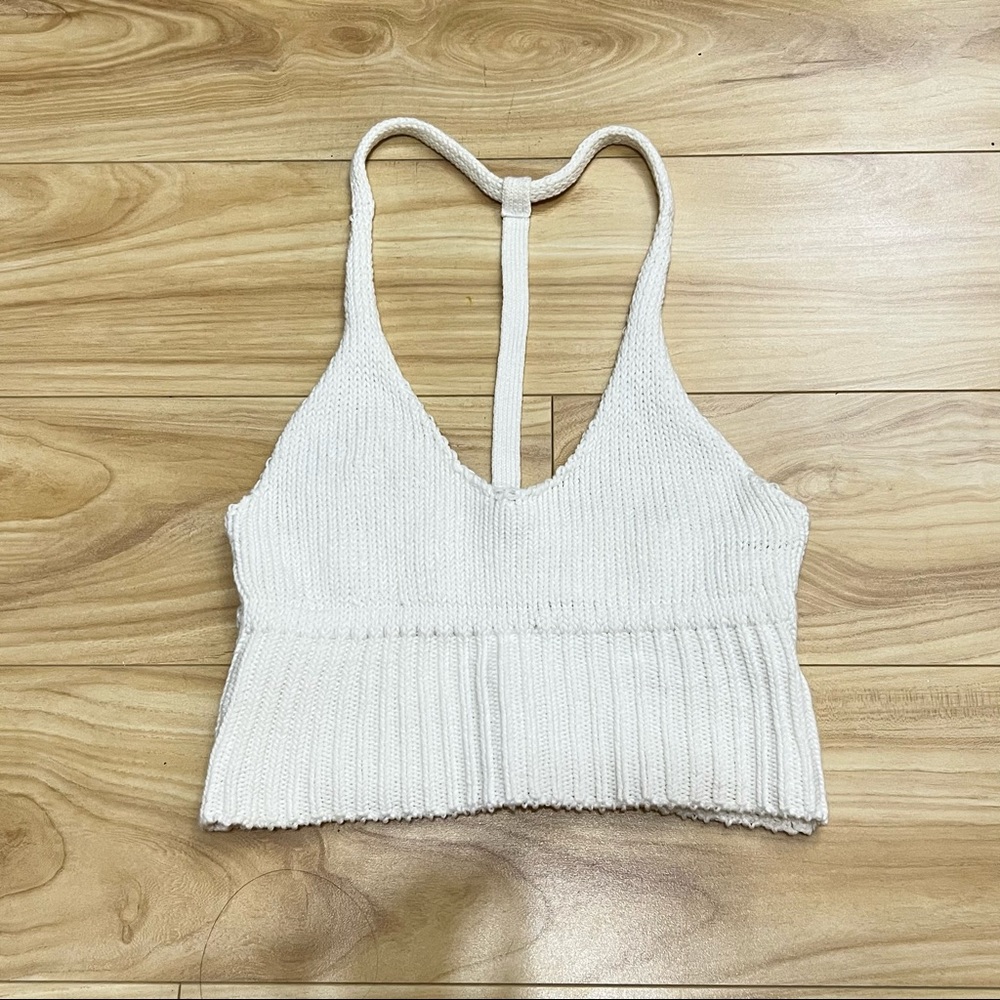 NWT Ecote knit crop top creme - small